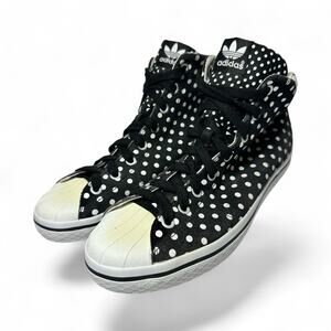 Adidas Originals Vulc Star Mid EF Polka Dot Canvas Sneakers Women’s Size 9 Black